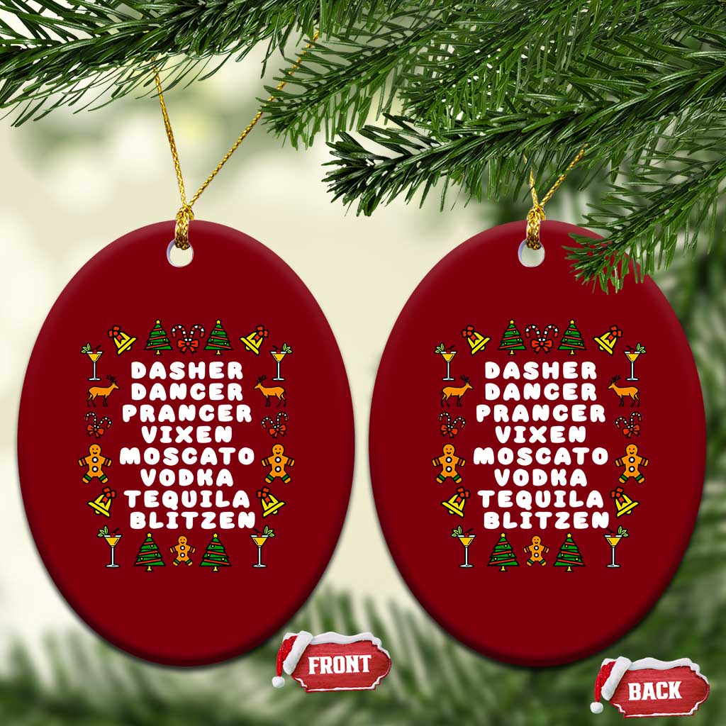 Funny Drinking Christmas Ceramic Ornament Merry Christmas Dasher Dancer Prancer Vixen TS10 Print Your Wear