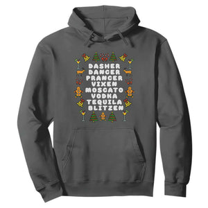 Funny Drinking Christmas Hoodie Merry Christmas Dasher Dancer Prancer Vixen TS10 Dark Heather Print Your Wear