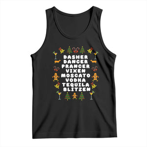 Funny Drinking Christmas Tank Top Merry Christmas Dasher Dancer Prancer Vixen TS10 Black Print Your Wear