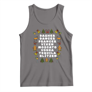 Funny Drinking Christmas Tank Top Merry Christmas Dasher Dancer Prancer Vixen TS10 Deep Heather Print Your Wear