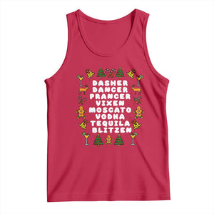 Funny Drinking Christmas Tank Top Merry Christmas Dasher Dancer Prancer Vixen TS10 Red Print Your Wear