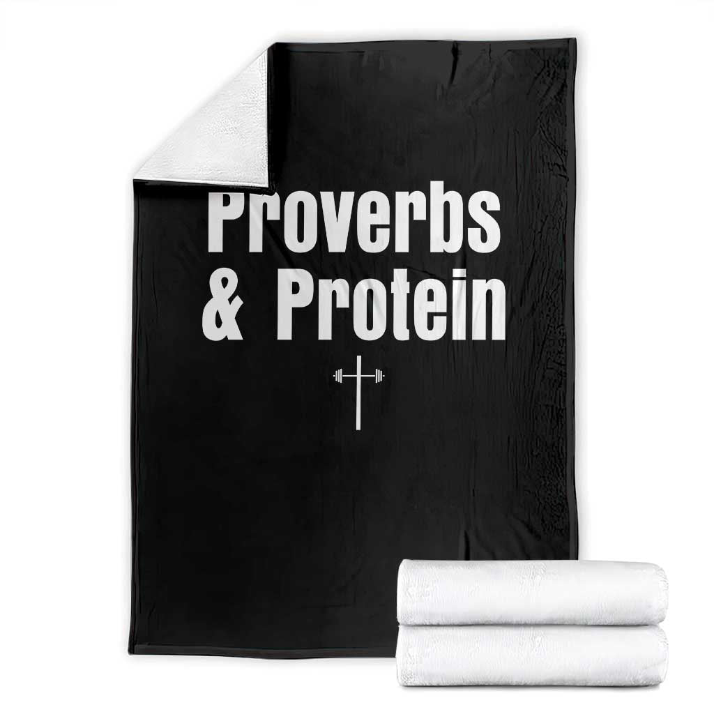 Proverbs and Protein Funny Gym Christian Throw Blanket Faith and Fitness Cross Workout