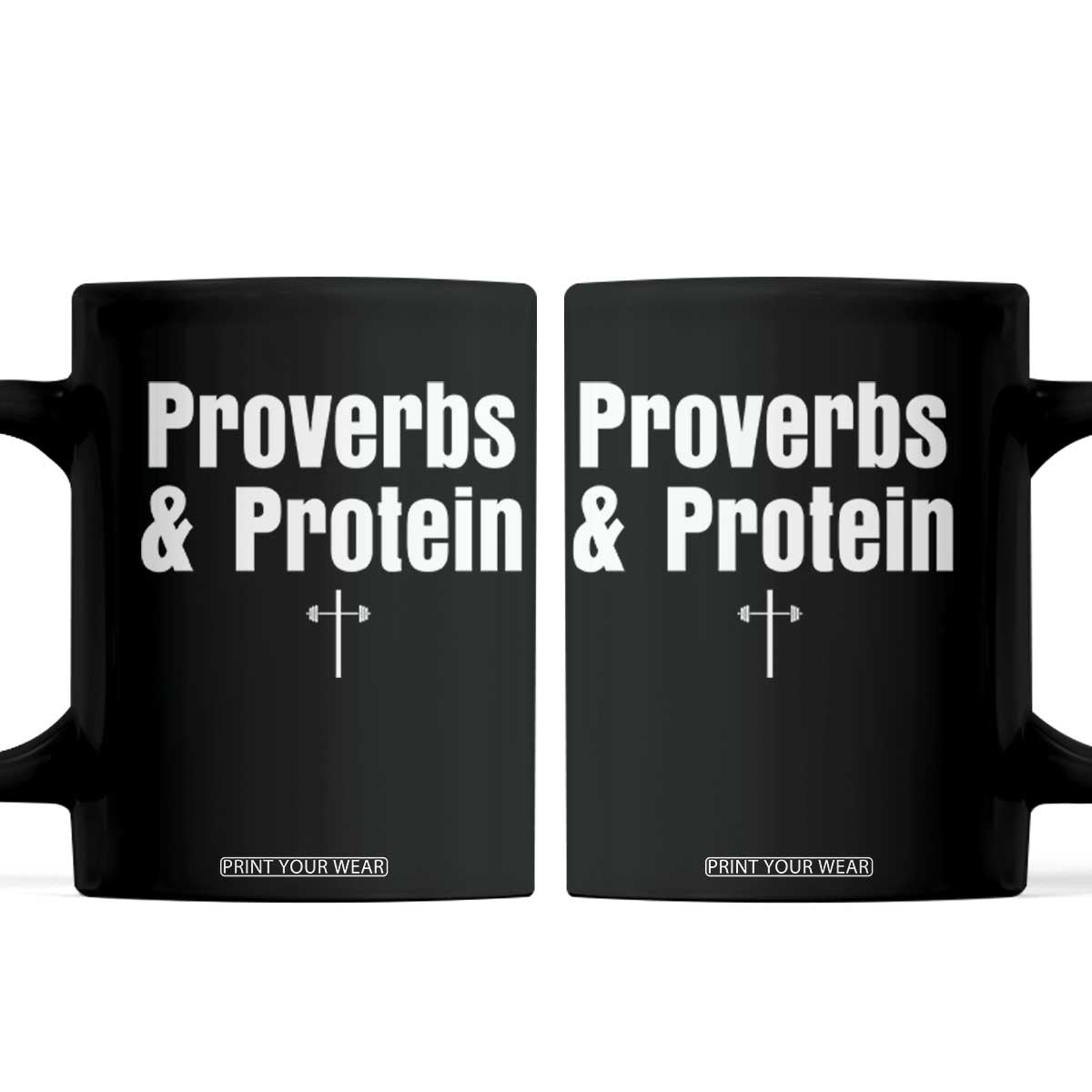 Proverbs and Protein Funny Gym Christian Coffee Mug Faith and Fitness Cross Workout