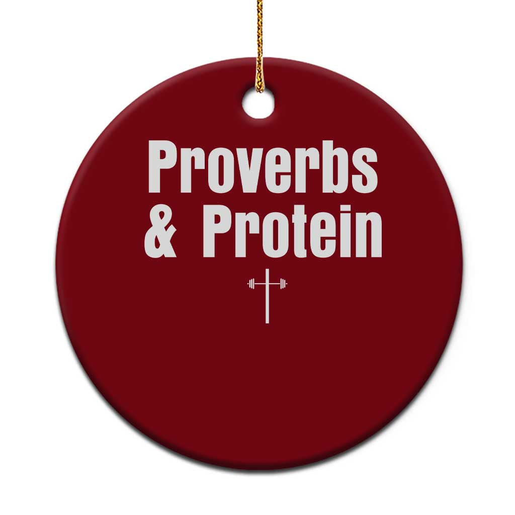 Proverbs and Protein Funny Gym Christian Ceramic Ornament Faith and Fitness Cross Workout