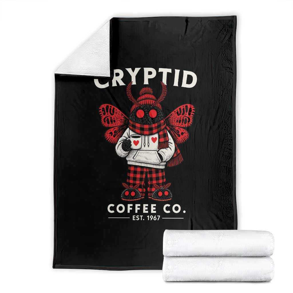 Cozy Mothman Coffee Co Throw Blanket Vintage Retro Cryptid Coffee Lover Winter Pajama Holiday