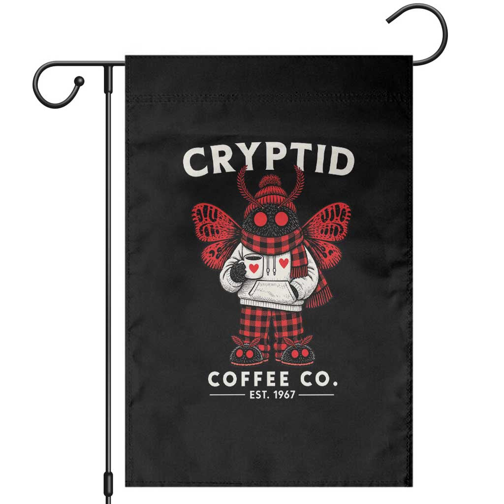 Cozy Mothman Coffee Co Garden Flag Vintage Retro Cryptid Coffee Lover Winter Pajama Holiday