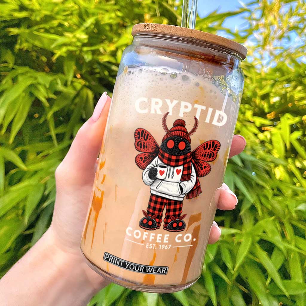Cozy Mothman Coffee Co Glass Can Vintage Retro Cryptid Coffee Lover Winter Pajama Holiday