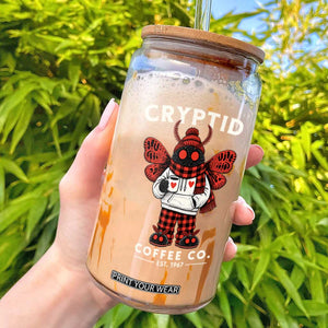 Cozy Mothman Coffee Co Glass Can Vintage Retro Cryptid Coffee Lover Winter Pajama Holiday
