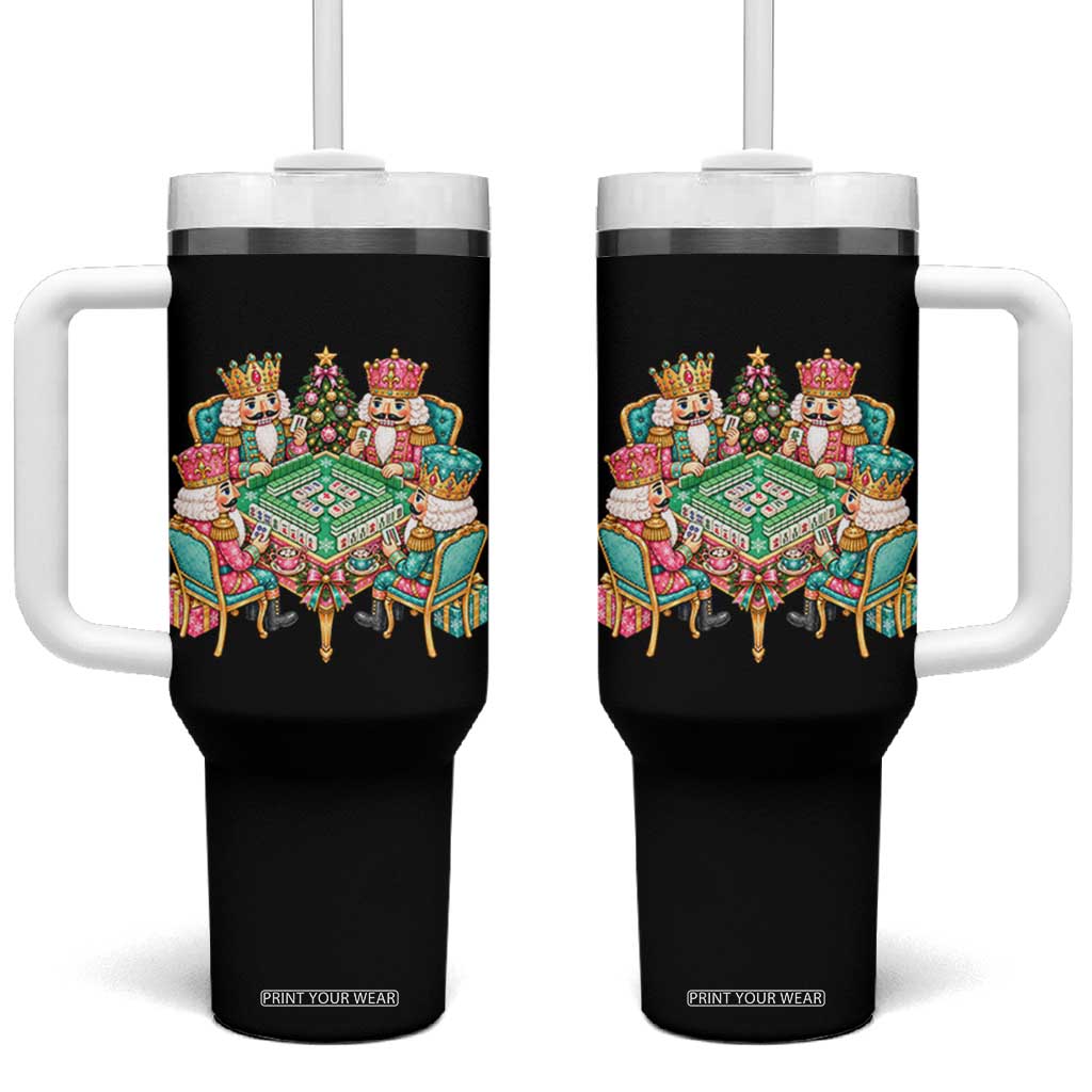 Christmas Nutcracker Mahjong Tumbler With Handle Mahj Lovers Game Night Holiday