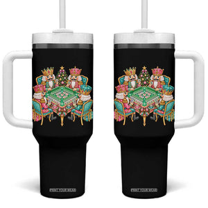Christmas Nutcracker Mahjong Tumbler With Handle Mahj Lovers Game Night Holiday