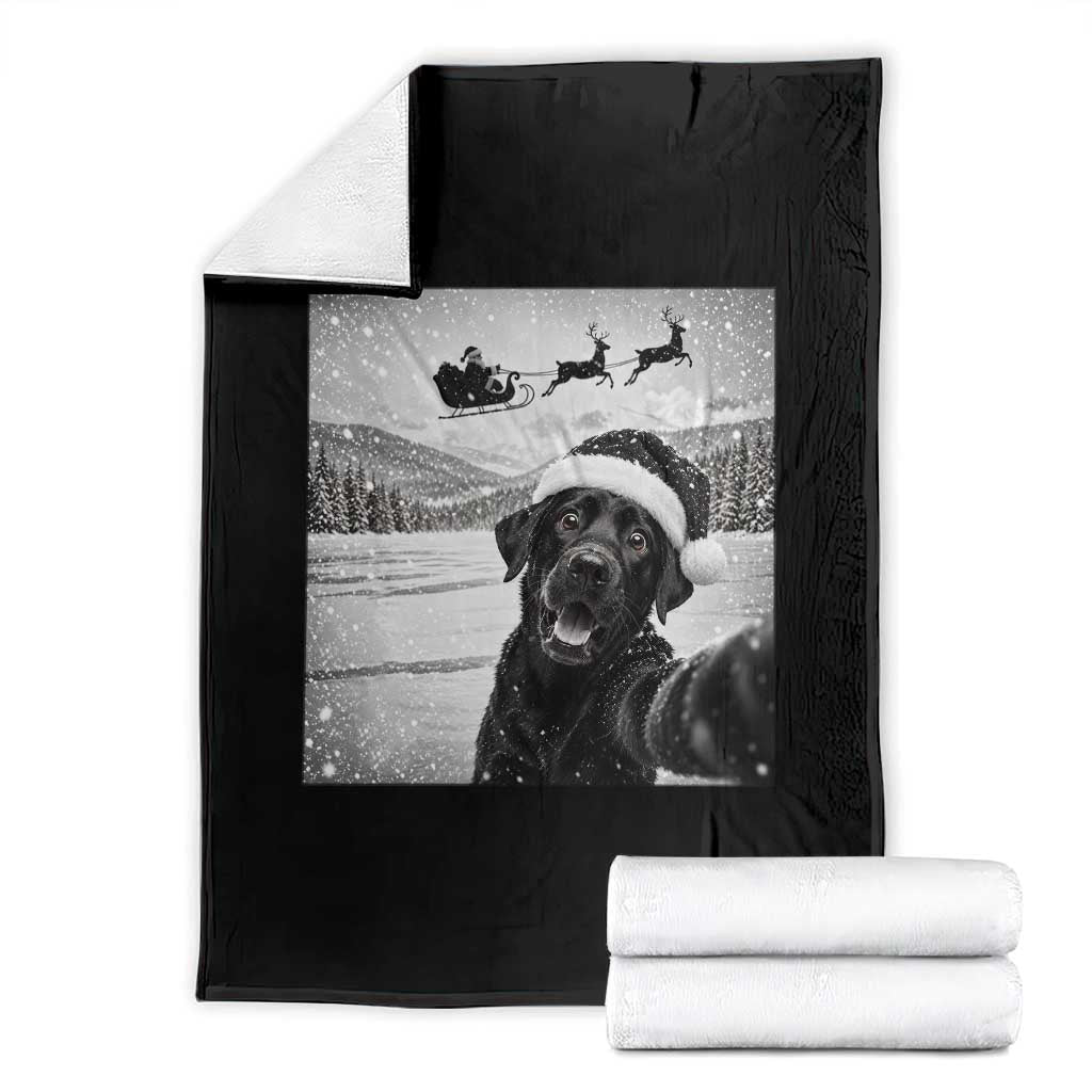 Funny Christmas Black Labrador Dog Selfie With Santa Throw Blanket Lab Lover Gift