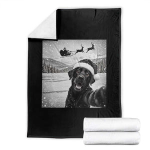 Funny Christmas Black Labrador Dog Selfie With Santa Throw Blanket Lab Lover Gift