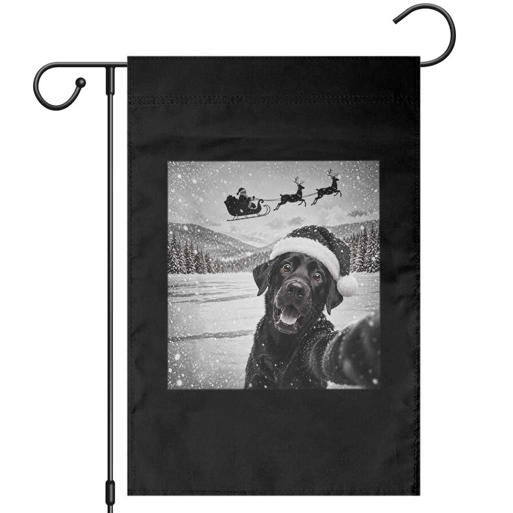 Funny Christmas Black Labrador Dog Selfie With Santa Garden Flag Lab Lover Gift