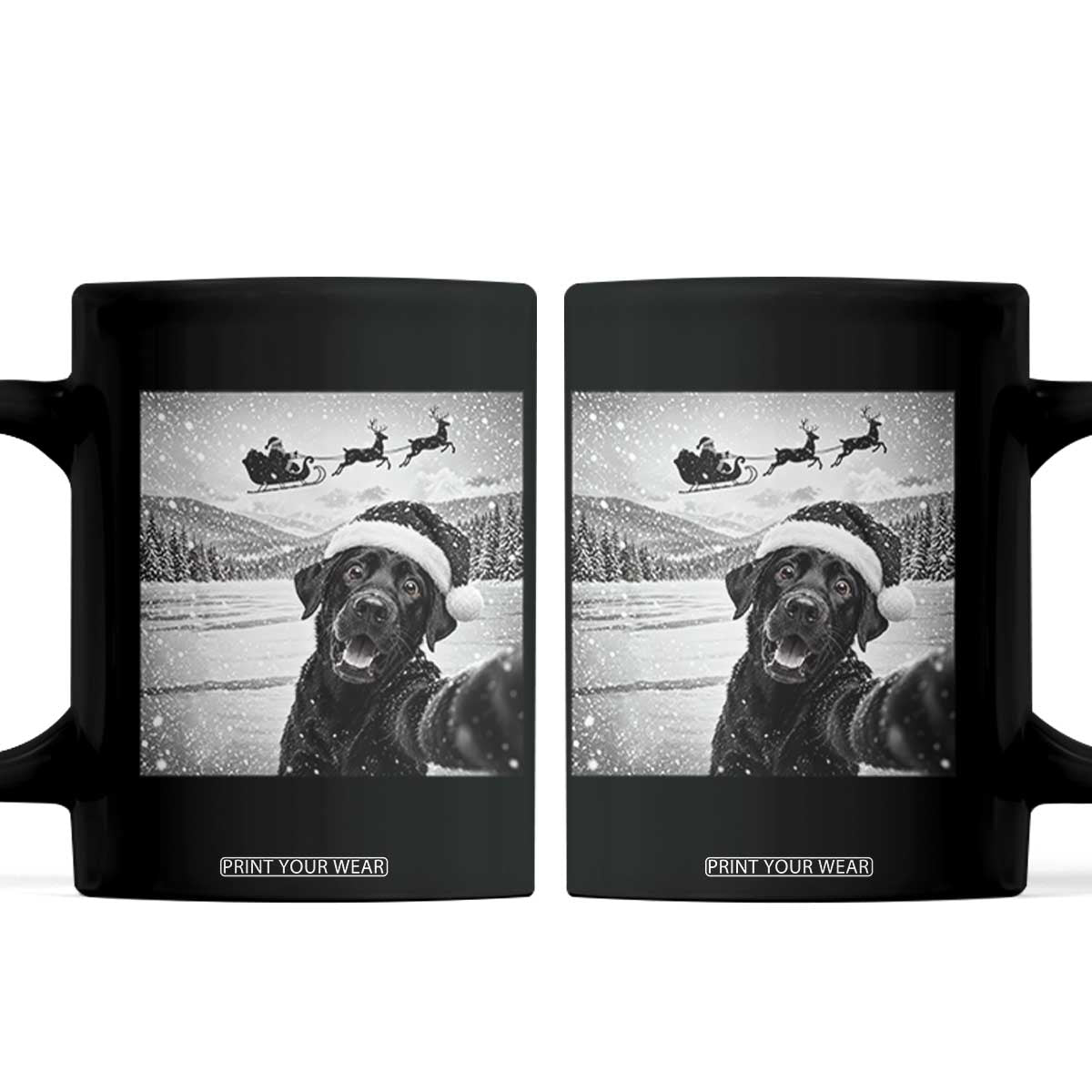 Funny Christmas Black Labrador Dog Selfie With Santa Coffee Mug Lab Lover Gift