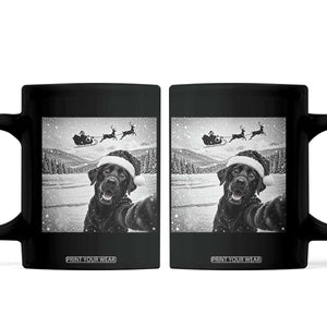 Funny Christmas Black Labrador Dog Selfie With Santa Coffee Mug Lab Lover Gift