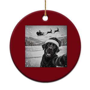 Funny Christmas Black Labrador Dog Selfie With Santa Ceramic Ornament Lab Lover Gift