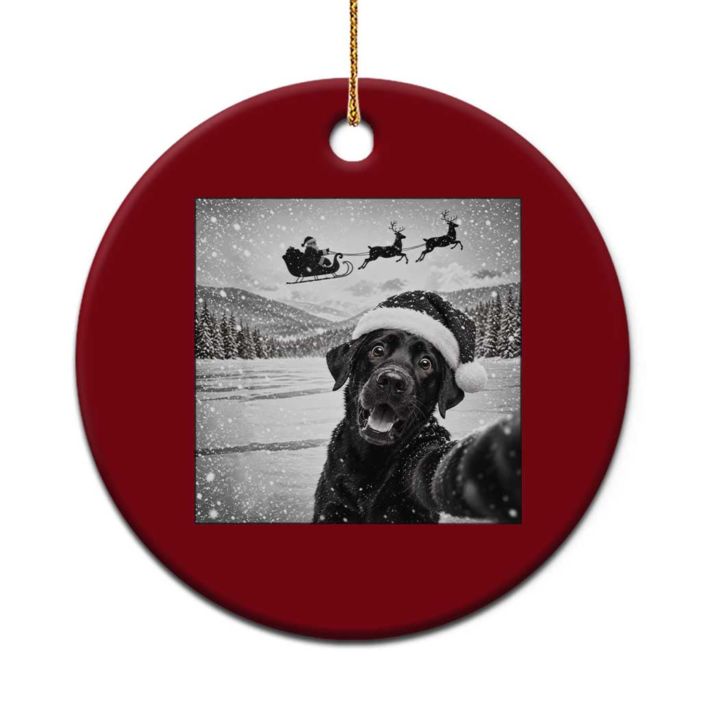 Funny Christmas Black Labrador Dog Selfie With Santa Ceramic Ornament Lab Lover Gift