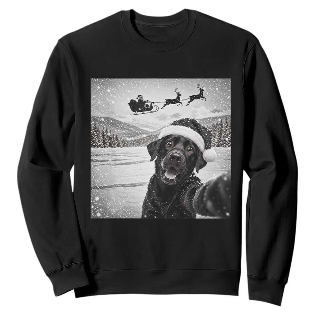 Funny Christmas Black Labrador Dog Selfie With Santa Sweatshirt Lab Lover Gift