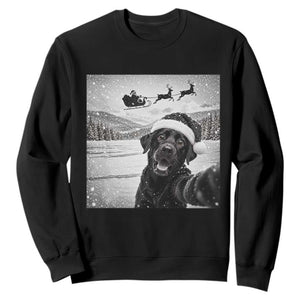 Funny Christmas Black Labrador Dog Selfie With Santa Sweatshirt Lab Lover Gift