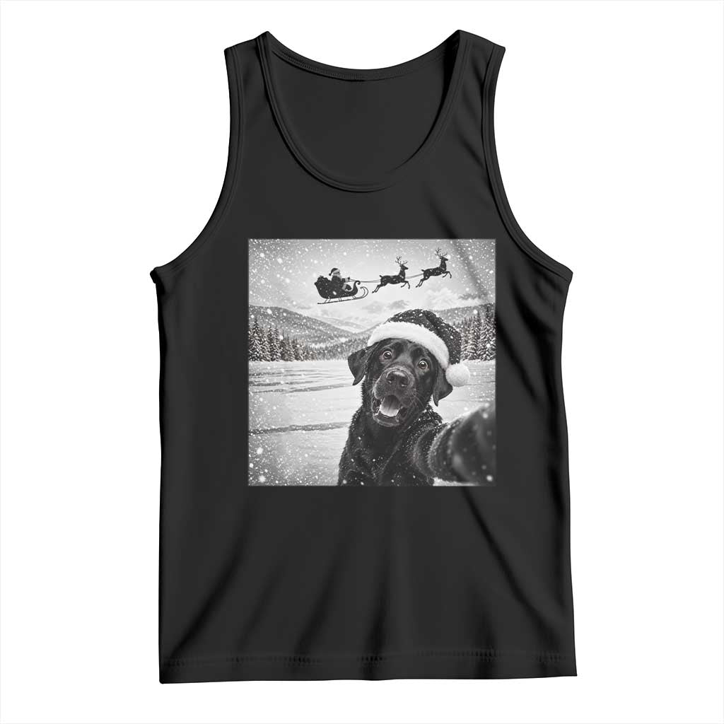 Funny Christmas Black Labrador Dog Selfie With Santa Tank Top Lab Lover Gift