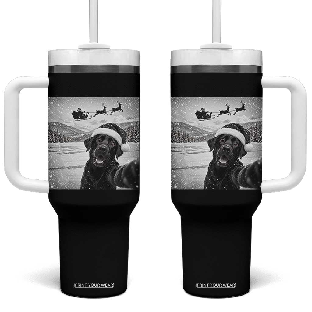 Funny Christmas Black Labrador Dog Selfie With Santa Tumbler With Handle Lab Lover Gift