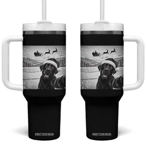 Funny Christmas Black Labrador Dog Selfie With Santa Tumbler With Handle Lab Lover Gift