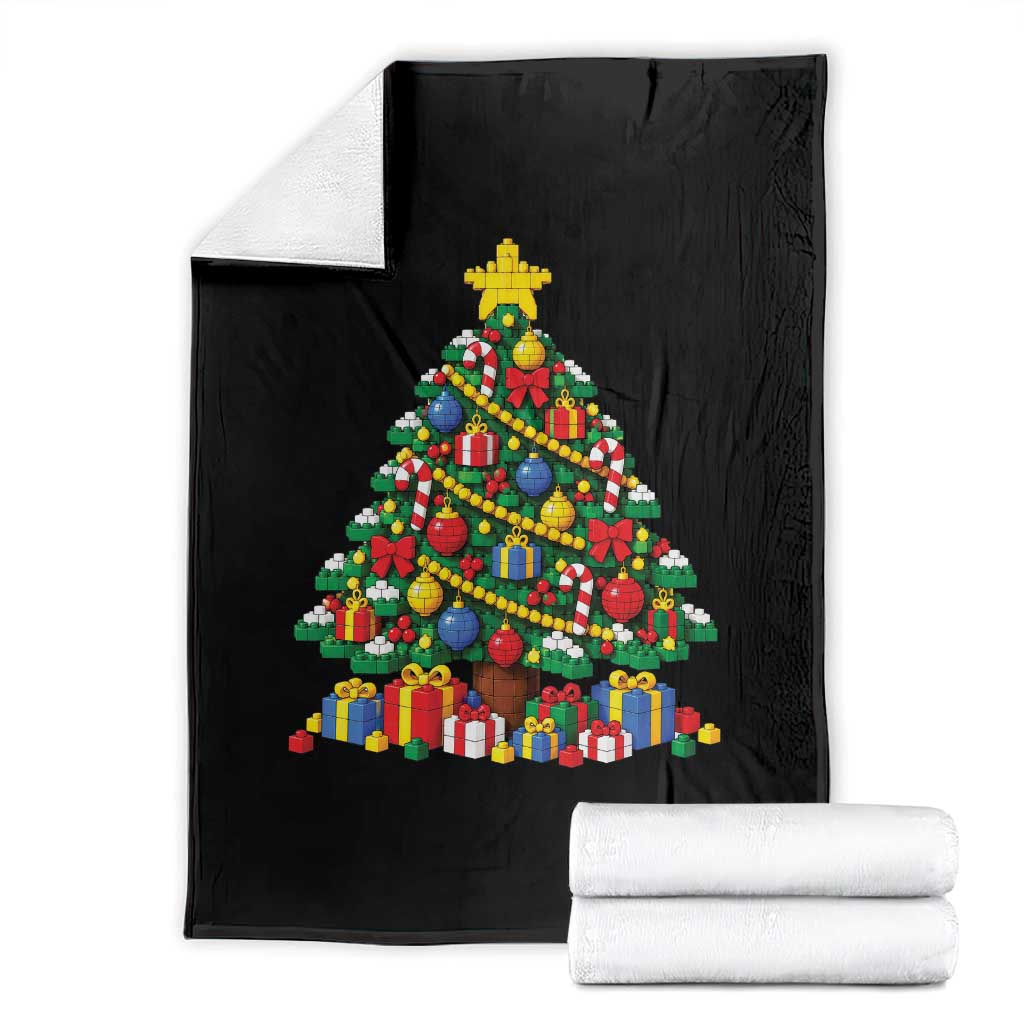 Christmas Tree Blocks Bricks Throw Blanket Colorful 3D Building Blocks Game Lovers