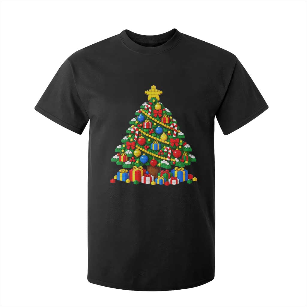 Christmas Tree Blocks Bricks T Shirt For Kid Colorful 3D Building Blocks Game Lovers