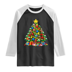 Christmas Tree Blocks Bricks Raglan Shirt Colorful 3D Building Blocks Game Lovers