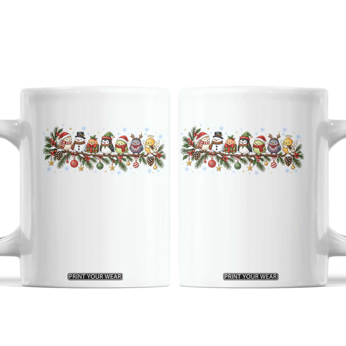 Christmas Bird Coffee Mug Birds on a Branch Bird Lover Gift Cute Winter Nature Lover