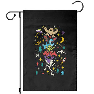 Stack Totem Cryptids Graphic Garden Flag Bigfoot Mothman Alien Loch Ness Dragon Space Galaxy Weirdcore Halloween