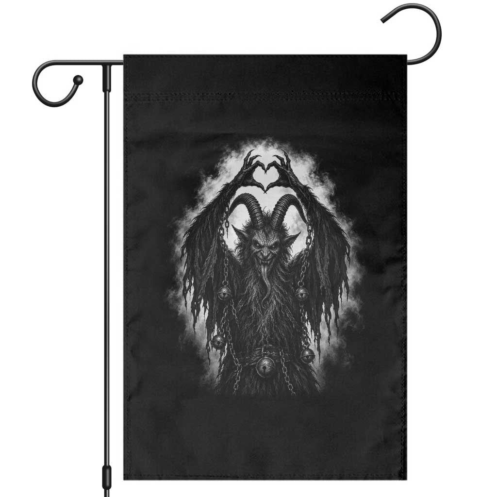Scary Krampus Making Heart Hands Funny Gothic Horror Christmas Garden Flag