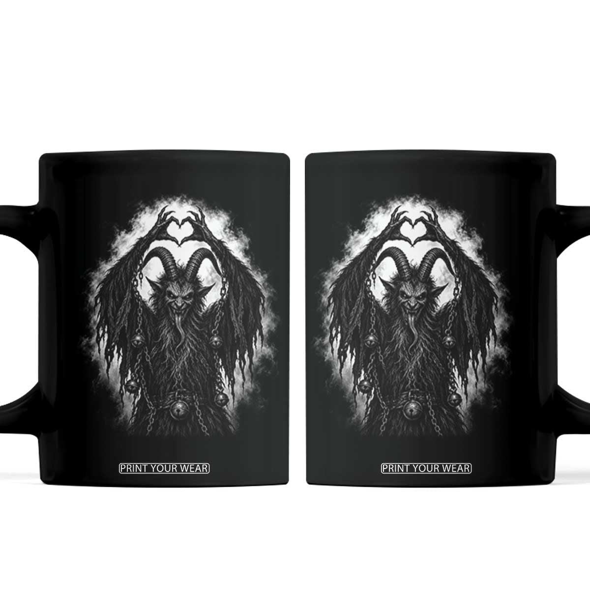 Scary Krampus Making Heart Hands Funny Gothic Horror Christmas Coffee Mug