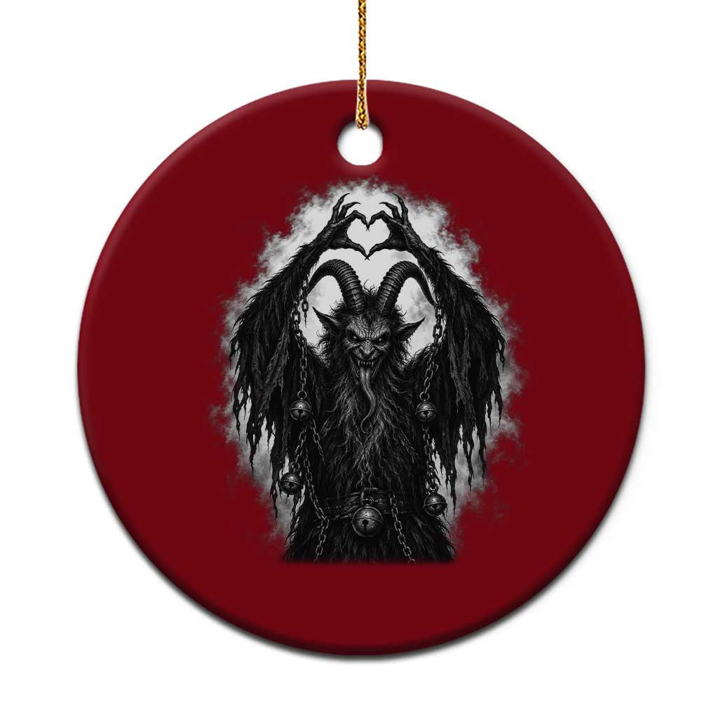 Scary Krampus Making Heart Hands Funny Gothic Horror Christmas Ceramic Ornament