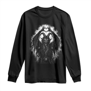 Scary Krampus Making Heart Hands Funny Gothic Horror Christmas Long Sleeve Shirt