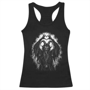 Scary Krampus Making Heart Hands Funny Gothic Horror Christmas Racerback Tank Top