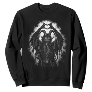 Scary Krampus Making Heart Hands Funny Gothic Horror Christmas Sweatshirt