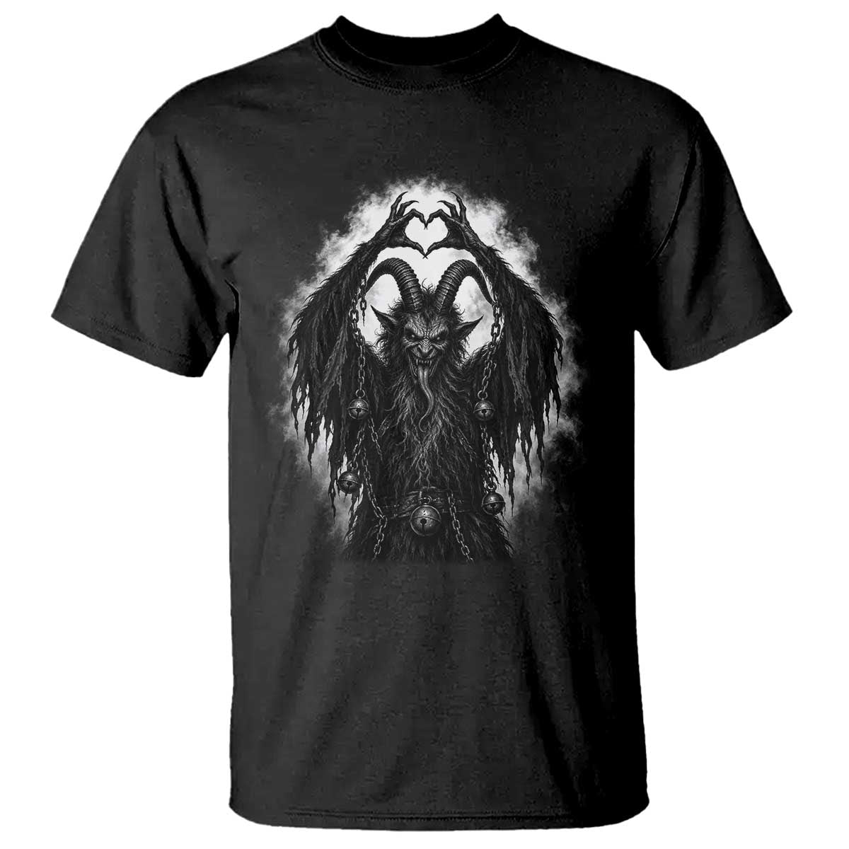 Scary Krampus Making Heart Hands Funny Gothic Horror Christmas T Shirt
