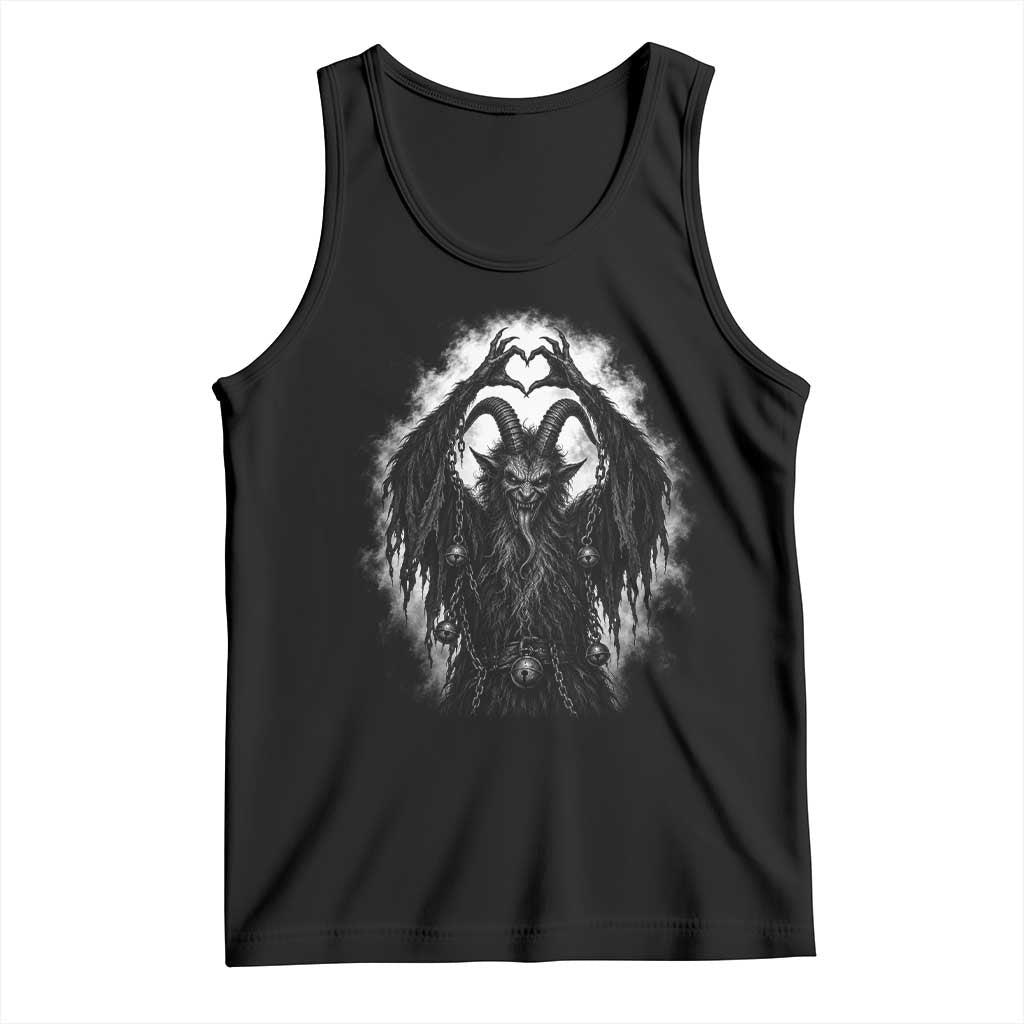 Scary Krampus Making Heart Hands Funny Gothic Horror Christmas Tank Top