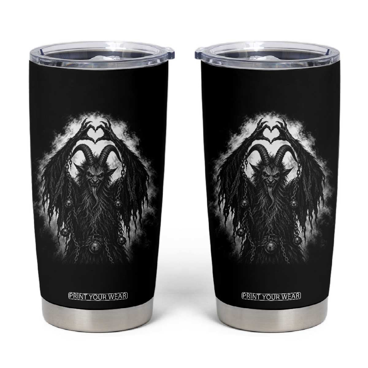 Scary Krampus Making Heart Hands Funny Gothic Horror Christmas Tumbler Cup