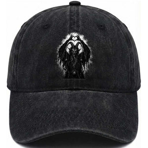 Scary Krampus Making Heart Hands Funny Gothic Horror Christmas Washed Cotton Baseball Cap
