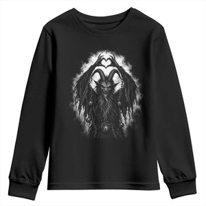 Scary Krampus Making Heart Hands Funny Gothic Horror Christmas Youth Sweatshirt