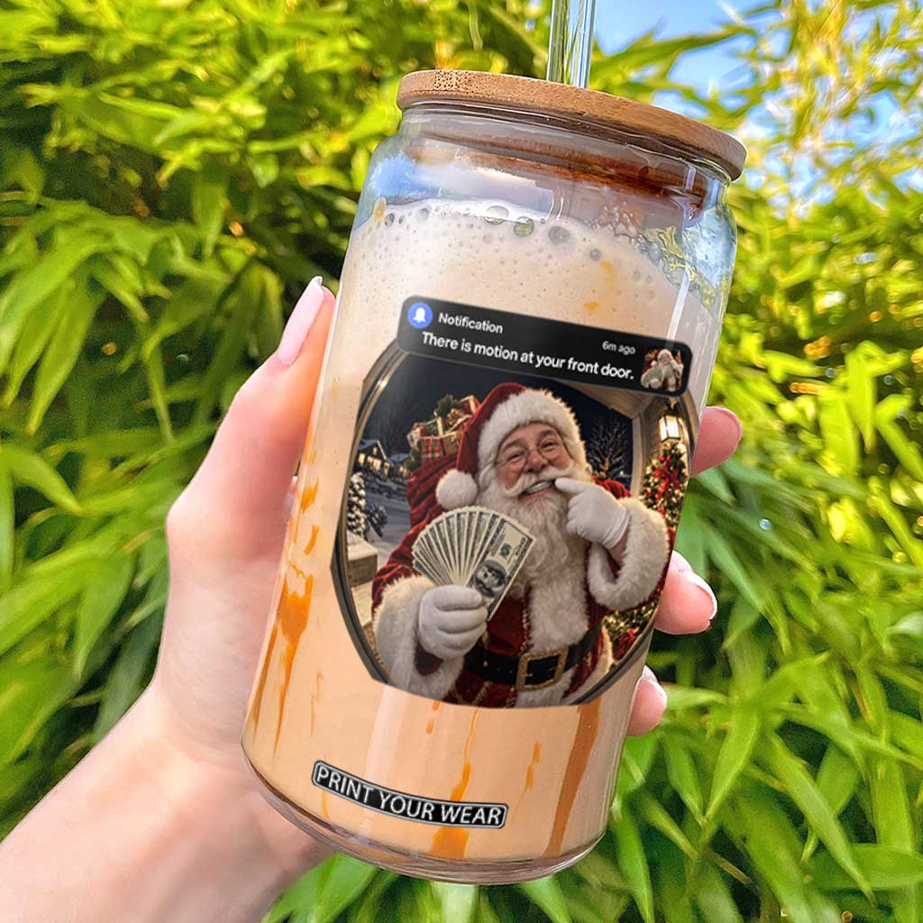 Christmas Santa Motion At Your Front Door Glass Can Funny Rich Santa Grillz Cash Doorbell Camera Meme