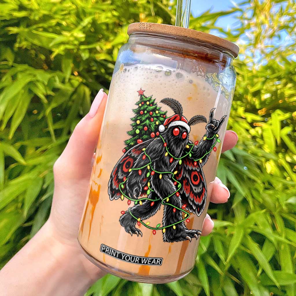 Christmas Mothman Rock On Glass Can Vintage Heavy Metal Cryptid