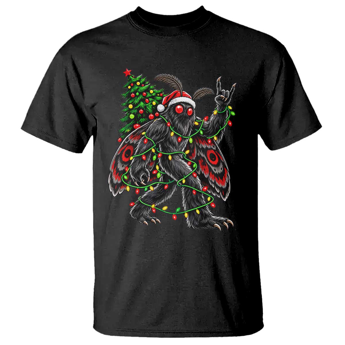 Christmas Mothman Rock On T Shirt Vintage Heavy Metal Cryptid