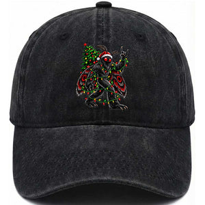 Christmas Mothman Rock On Washed Cotton Baseball Cap Vintage Heavy Metal Cryptid