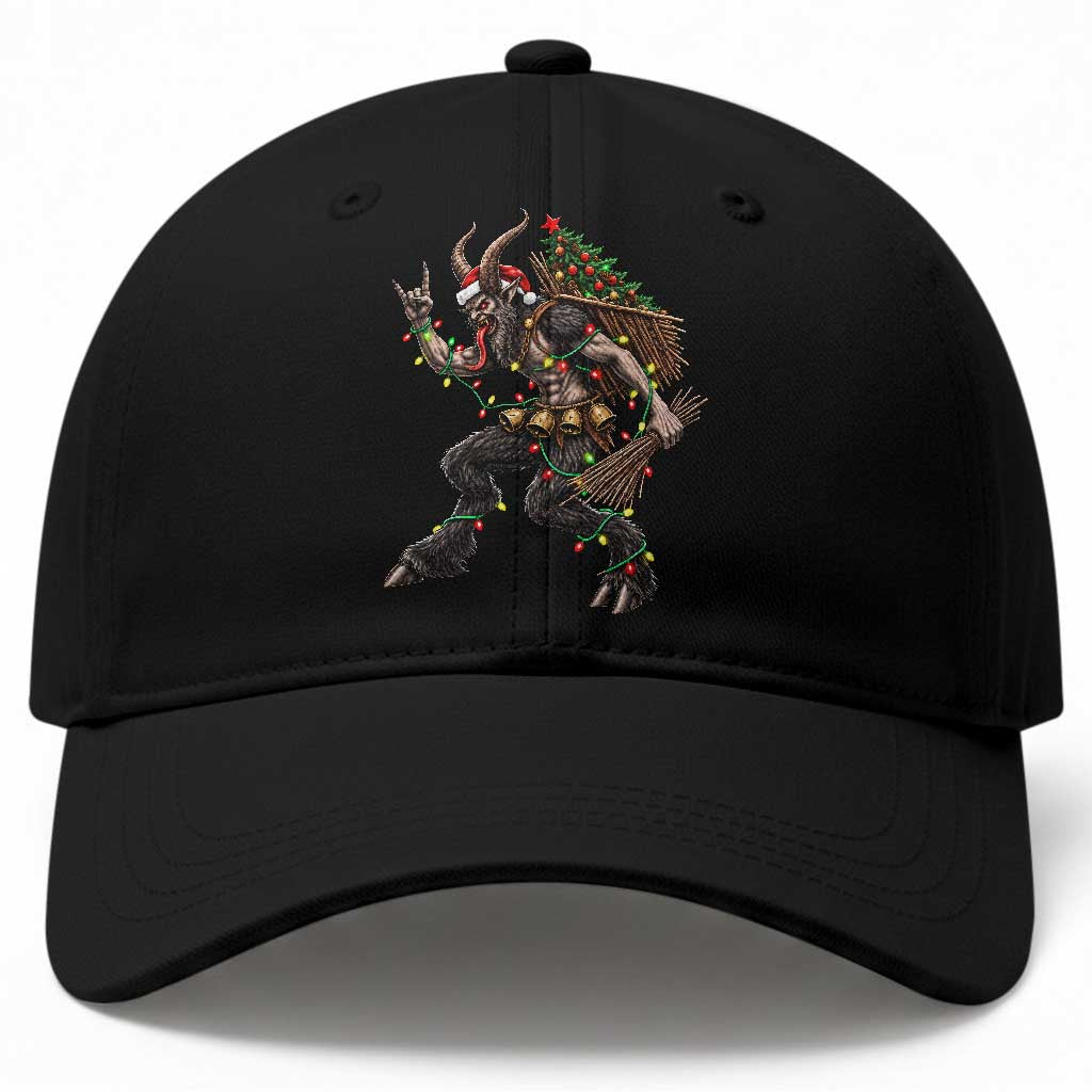Christmas Krampus Rock On Baseball Cap Vintage Heavy Metal Dark Fantasy Alpine Monster Creepmas