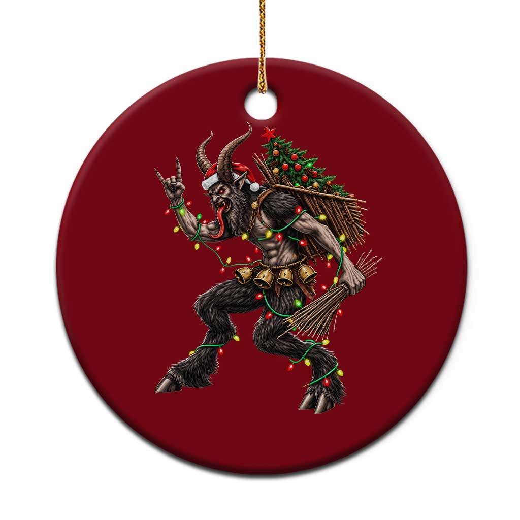 Christmas Krampus Rock On Ceramic Ornament Vintage Heavy Metal Dark Fantasy Alpine Monster Creepmas
