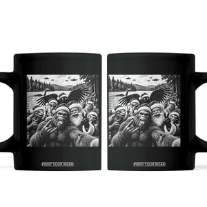 Christmas Cryptid Selfie Coffee Mug Bigfoot Santa Alien Mothman Nessie Holiday