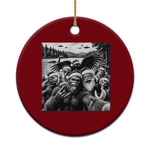 Christmas Cryptid Selfie Ceramic Ornament Bigfoot Santa Alien Mothman Nessie Holiday